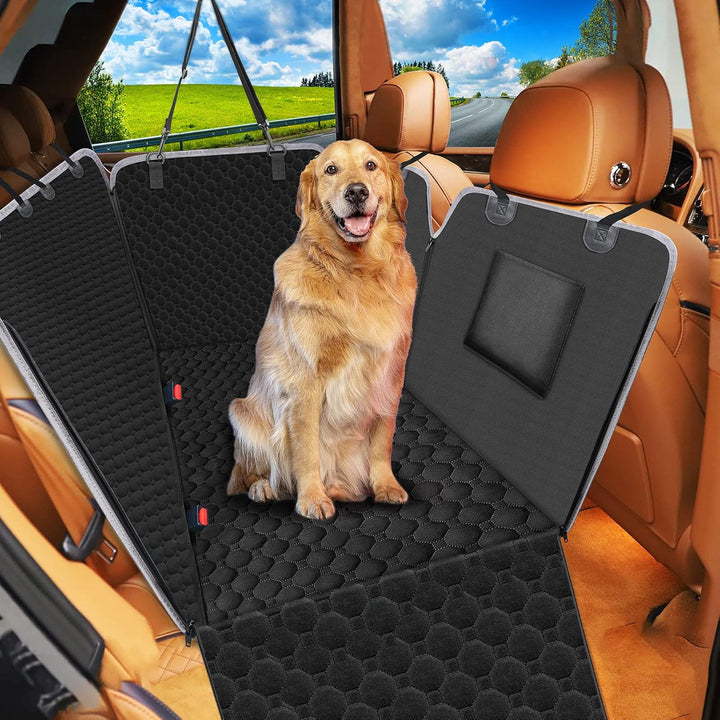 Dog Car Seat Cover for Back Seat, 2025 Upgraded 600D Heavy Duty Waterproof & Scratch-Resistant Dog Hammock for Car, Back Seat Pet Cover for Dogs with Sedan, Trucks and Suvs, Standard, Black