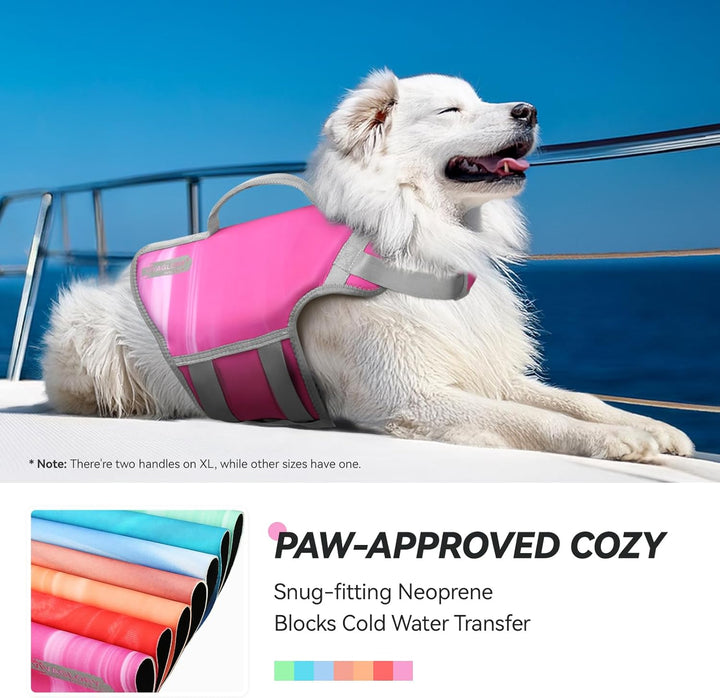 Neoprene Dog Life Vest, Dog Life Jacket for Swimming & Boating, Lightweight & Buoyancy for Puppy Doggy, Swimming Vest with Handle, XS, Raspberry Pink