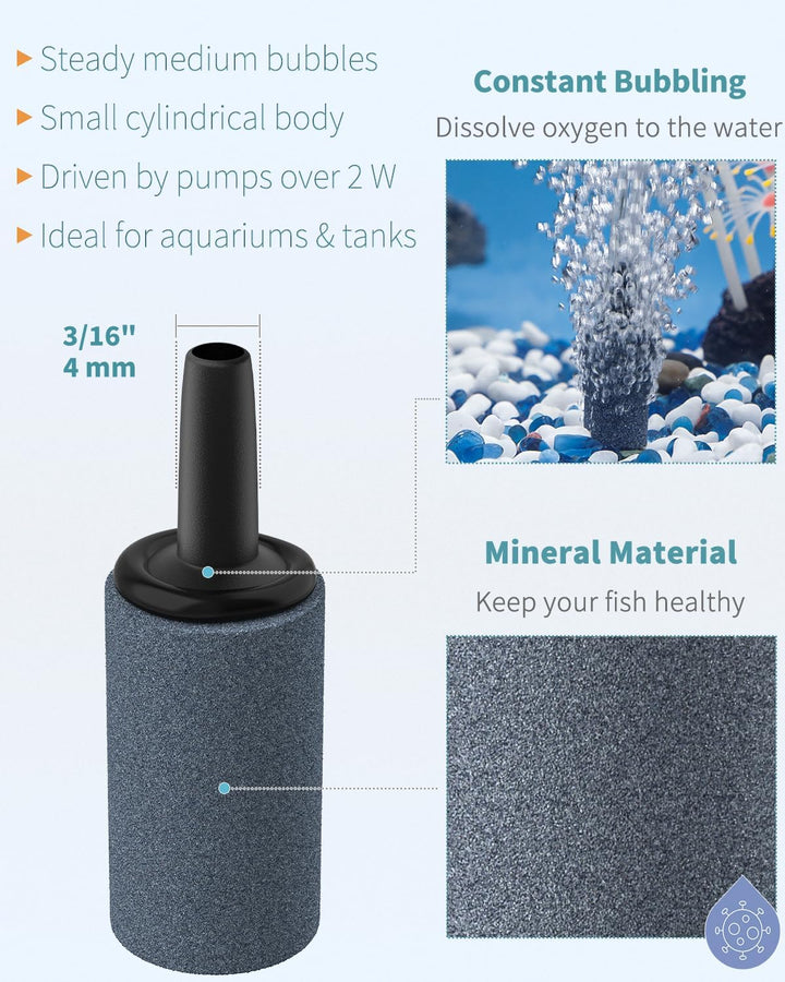 Aquarium Air Stone 1 Inch, Fish Tank Air Stone Aerator Bubble Diffuser for Nano Air Pumps Small Buckets and Fish Tanks, 10 Pack