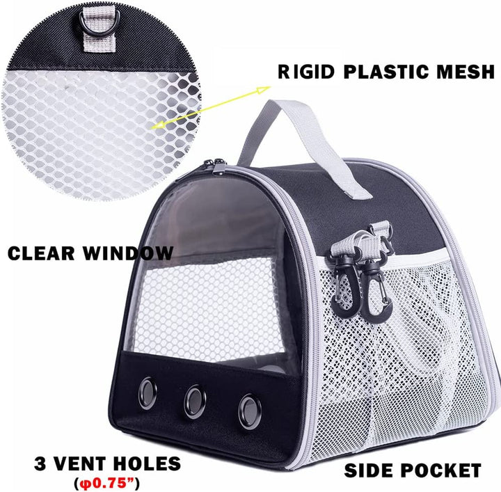 Guinea Pig Carrier Backpack, Clear Bubble Window Backpack for Guinea Pig, Bunny Rat Bird (Black, Carrier)
