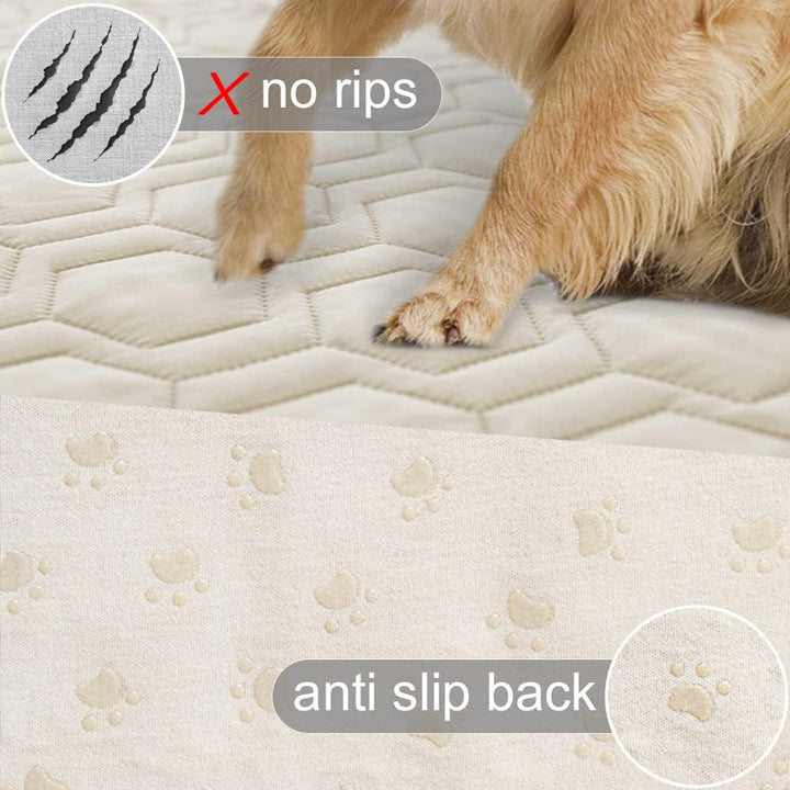 Waterproof and Anti-Slip Dog Bed Cover and Pet Blanket Sofa Pet Bed Mat ，Car Incontinence Mattress Protectors Furniture Couch Cover for Most Cats Dogs, Pets（52X82-Ivory）