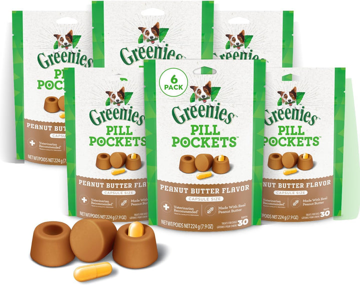 Pill Pockets for Dogs Large Size, Soft Dog Treats, with Real Peanut Butter, 15.8 Oz. Pouch (60 Treats)