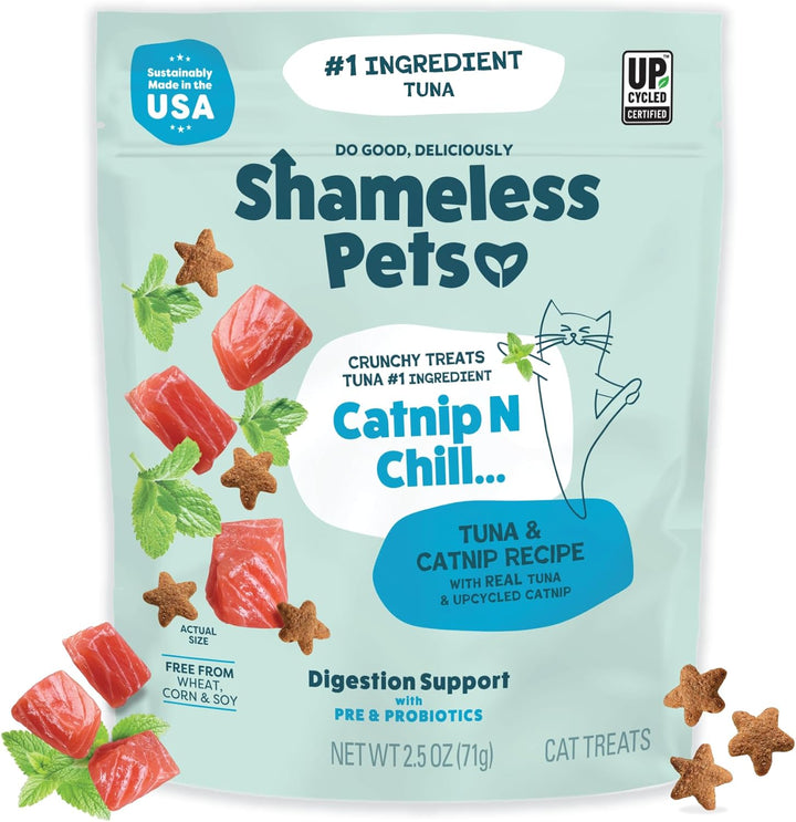Crunchy Cat Treats - Catnip Treats for Cats with Digestive Support, Kitten Treats with Real Chicken, Natural & Healthy Flavored Feline Snacks - Catnip N Chill, 1-Pk (12 Oz)