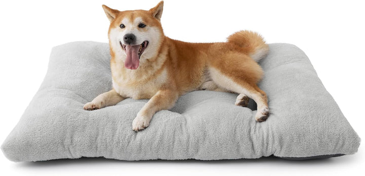 Washable XL Dog Bed for Crate for Extra Large Dogs, Comfort Fluffy Plush Pet Pillow Bed Kennel Pad with Non-Slip Bottom, Machine Washable Pet Sleeping Mat, 41"X27", Gray