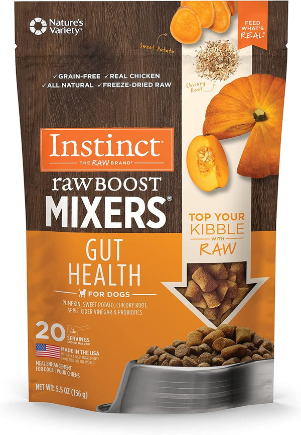 Raw Boost Mixers Gut Health Freeze-Dried Dog Food Topper, 5.5 Oz. Bag
