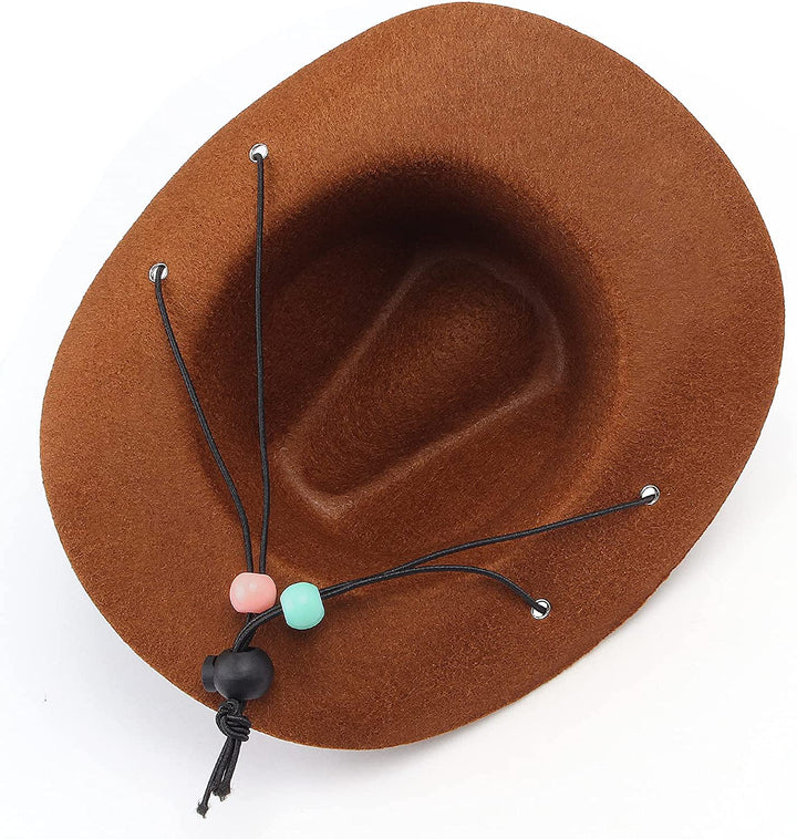 Pet Cowboy Costume Accessories - Dog Cat Pet Size Cowboy Hat and Bandana Scarf West Accessories for Puppy Kitten Party Festival and Daily Wearing Set of 2 (Coffee)