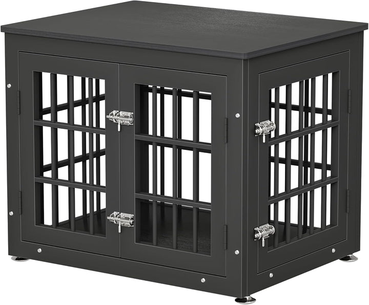 48 Inch Rustic Heavy Duty Dog Crate Furniture for Extra Large Dogs, Decorative Pet House End Table, Wooden Cage Kennel Furniture Indoor, Black and Brown