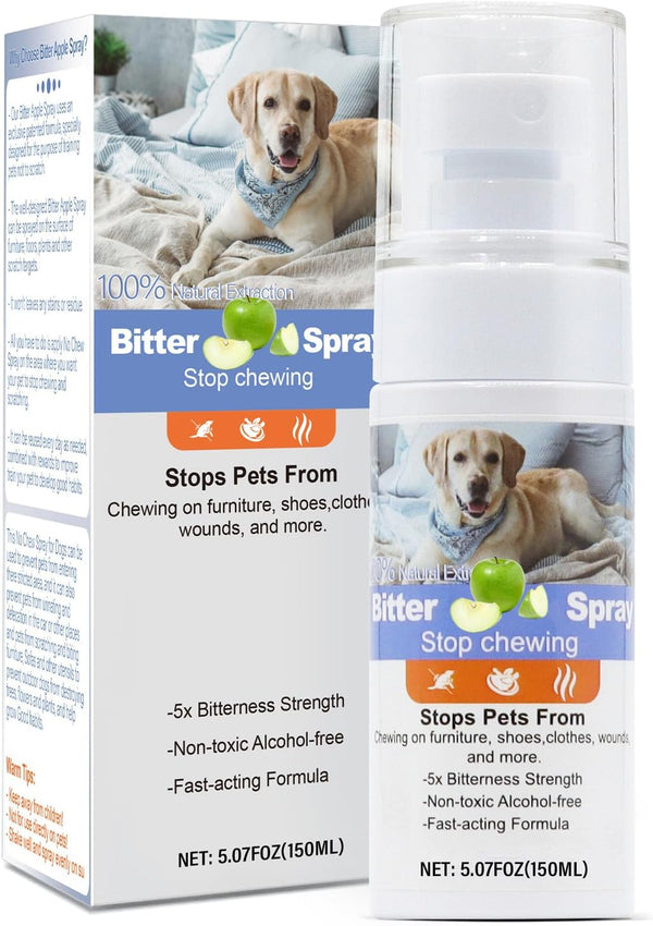 Effectively | Bitter Apple Spray for Dogs to Stop Chewing, NO Chew Spray for Dogs Protect the Safety of Furniture and Your Belongings, Prevent Licking Injuries (Blue, M)