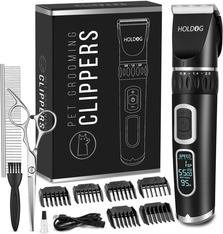 Dog Clippers Professional Heavy Duty Grooming Clipper 3-Speed Low Noise High Power Rechargeable Cordless Pet Tools for Small & Large Dogs Cats Pets with Thick Coats