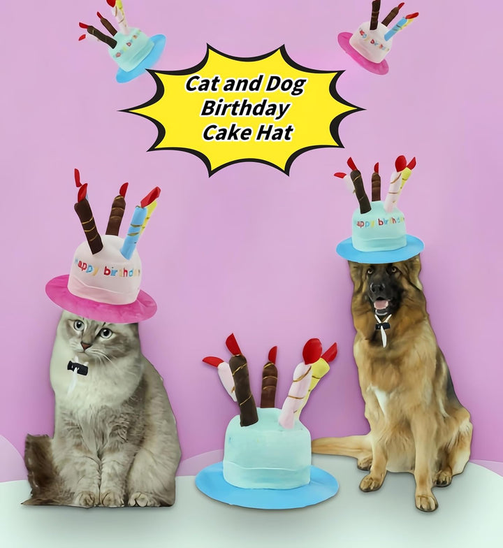 Cute Pet Party Hat for Dogs&Cats - Soft Fluffy Birthday Cap with 5 Color Candles (Blue), Adjustable Strap for Halloween,Costume&Photo Shoots,Fits Small to Large Pets,Washable&Comfortable ﻿ (Blue)