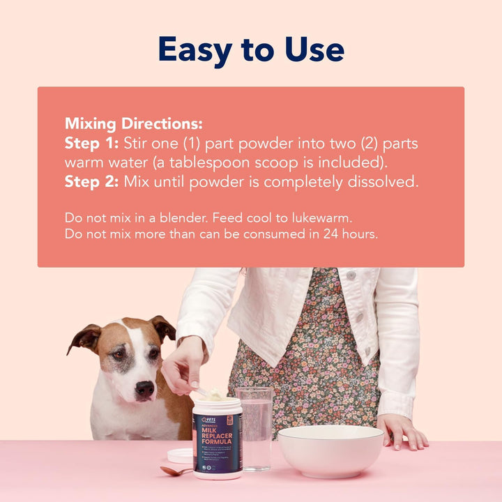 Puppy Milk Replacement Formula - Dog Milk Replacer Powder Supplement for Pregnant, Lactating, Aging Dogs - Enriched with Colostrum - Nutritious Nursing Formula for Puppies - 12 Oz