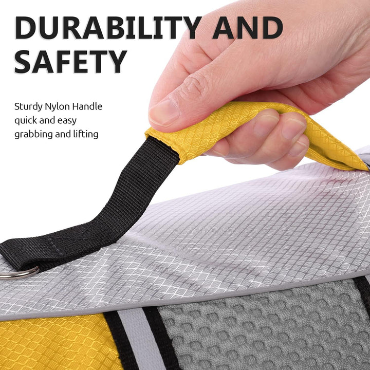 Dog Life Jacket Swimming Vest Small Medium Dogs Neoprene Life Vest Lightweight Reflective Dog Lifesaver for Boating Kayaking Yellow,M