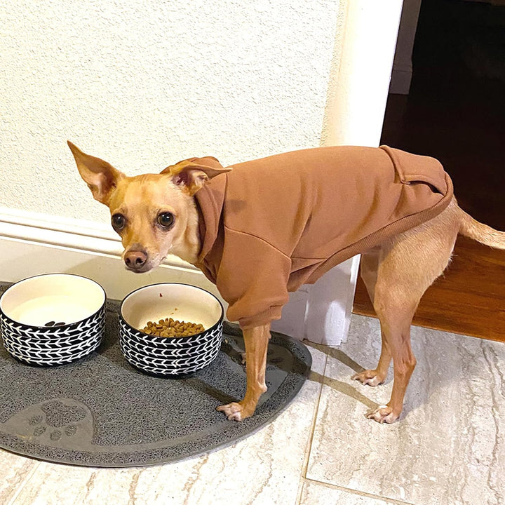 Winter Dog Hoodie Sweatshirts with Pockets Warm Dog Clothes for Small Dogs Chihuahua Coat Clothing Puppy Cat Custume (Coffee, Small)