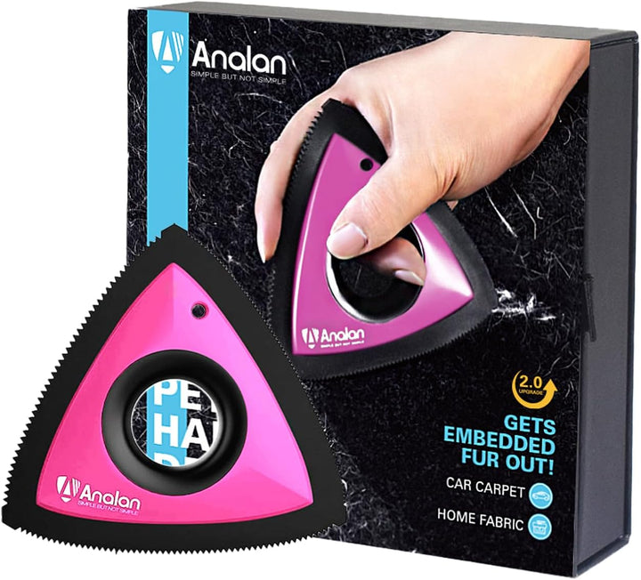 Mini Pet Hair Remover for Car Detailing Supplies, Carpet Dog Hair Remover for Car Interior, Triangle Dog Hair Remover for Auto Detailing, Couch, Furniture, Lint, Carpet (Jet Black)