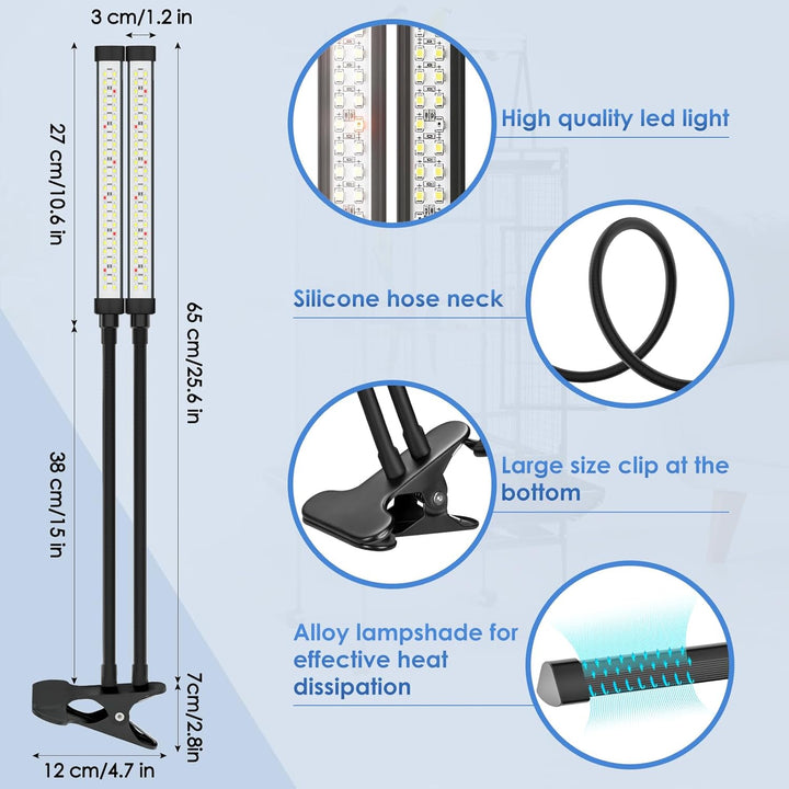 Bird Lighting Bird Cage Light Fixture Combo Kit Full Spectrum LED Pet Light, 15 Brightness Levels,24 Hours Timer, 100Pcs LED Beads, Simulates Natural Environment