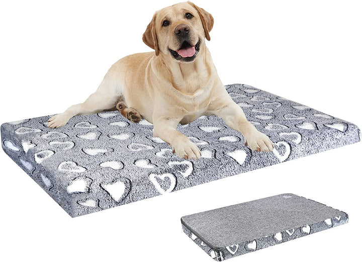 Reversible Cool and Warm Dog Bed Mat for Crates - Stylish Pad with Waterproof Inner Linings and Removable Machine Washable Cover, Firm Support for Small to Xx-Large Dogs, Grey