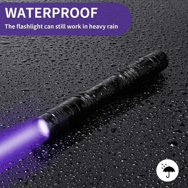 2 UV Black Light Flashlight, 2 Pack 395Nm Mini Pen Light with Clip, Waterproof Ultraviolet Flashlight for Leak, Pet Urine, Scorpion, Hotel Inspection, Dry Stain and Bed Bug.