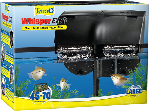 Whisper EX 70 Filter for 45 to 70 Gallon Aquariums, Silent Multi-Stage Filtration, WHITE