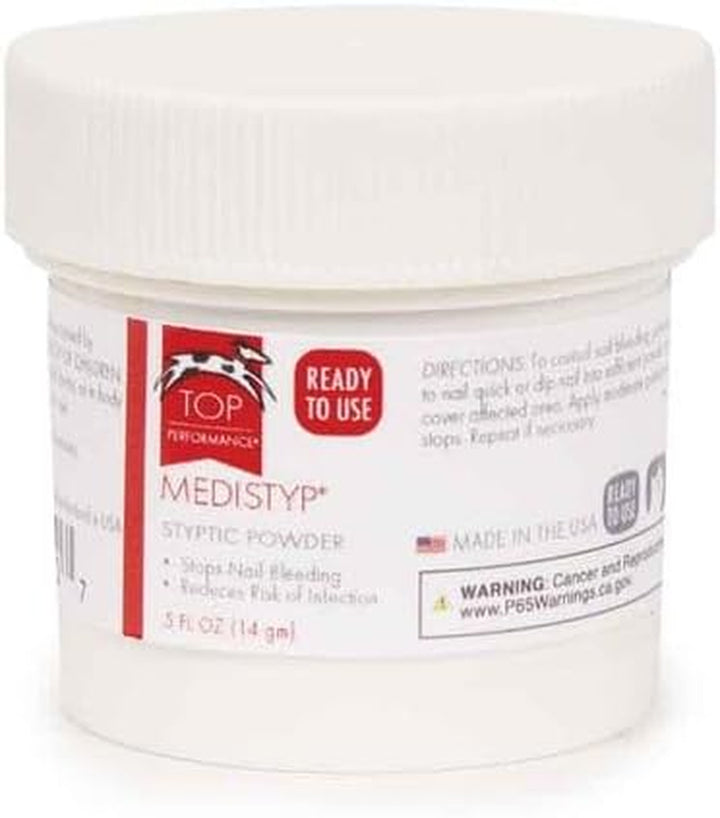 Medistyp Pet Styptic Powder with Benzocaine – Stops Pain, Stops Bleeding from Minor Cuts, 1/2-Ounce Size