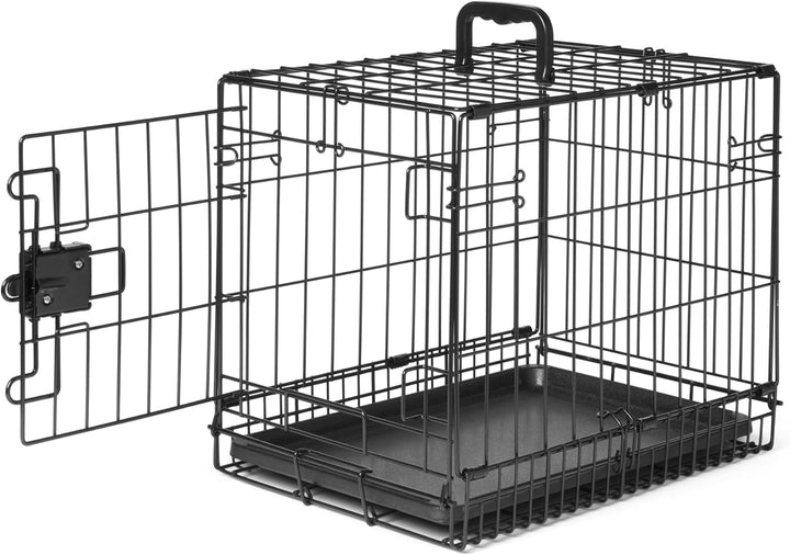 Durable, Foldable Metal Wire Dog Crate with Tray, Double Door, 36 X 23 X 25 In, Black