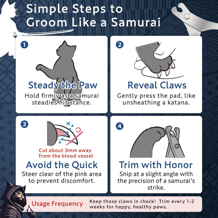Samurai-Grade Cat Nail Clippers | Vet Recommended | Sharper, Quieter & Safer | Precision Blade for Stress-Free Grooming | Non-Slip Grip | Lifetime Durability | Made in Japan