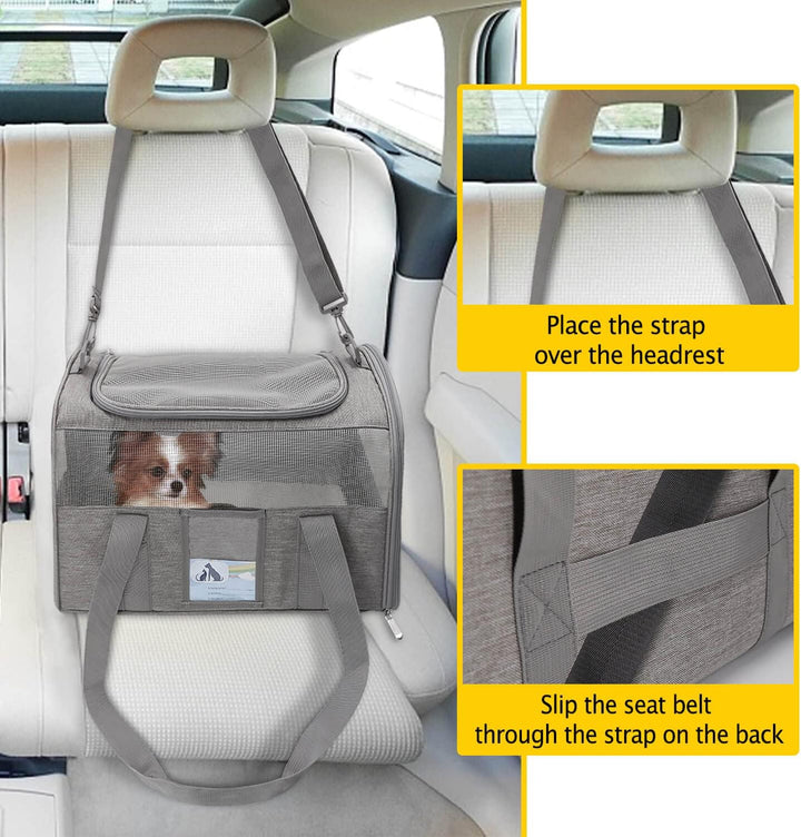 Cat Carrier,Dog Carriers for Small Dogs Medium Cats Pet Carrier up to 15 Lbs, TSA Airline Approved Cat Carrier Soft, Cat Dog Crate Travel Bag,Grey