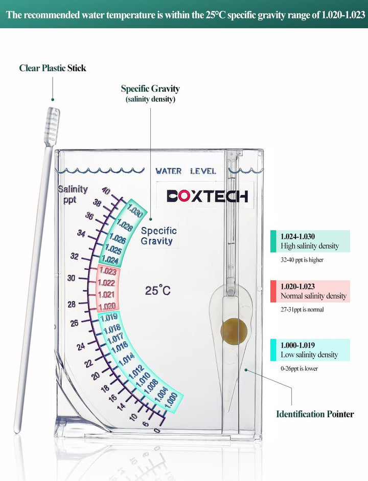 Aquarium Marine Test, Sea Saltwater Hydrometer, Reef Ocean Hydrometer Salinity Meter for Pool Aquarium Water Salinity Specific Gravity Test