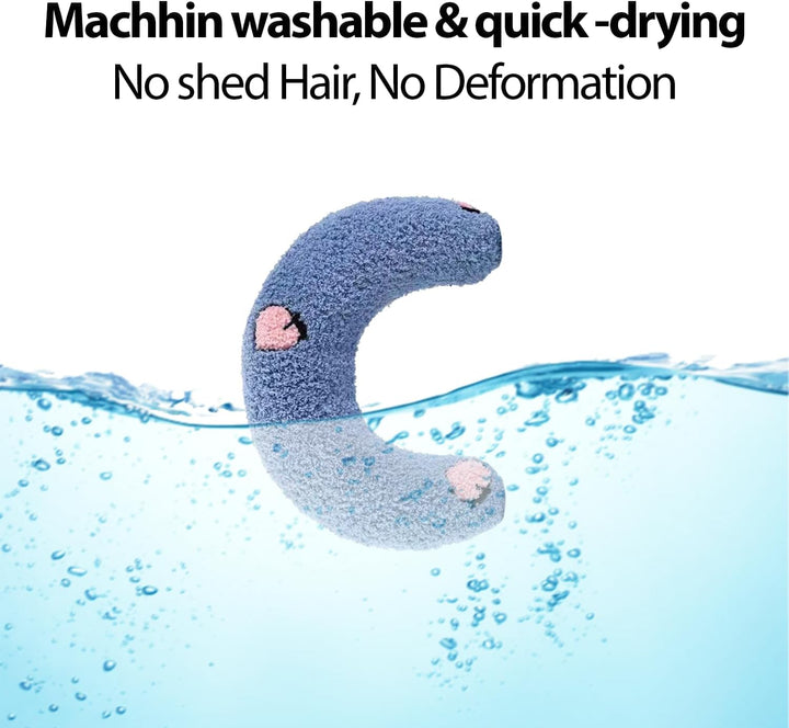 U-Shaped Calming Pillow for Cats and Dogs - Super Soft Plush Fabric, Cozy Headrest, Neck Support for Deep Sleep, Kitten Headrest, Pet Bed (Blue)