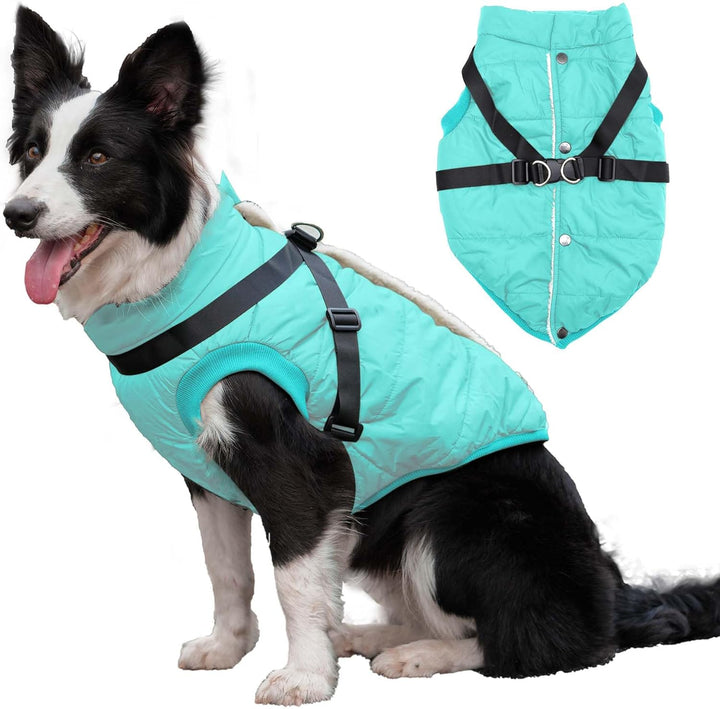 2 Layers Fleece Lined Warm Dog Jacket for Puppy Winter Cold Weather,Soft Windproof Small Dog Coat,Green S