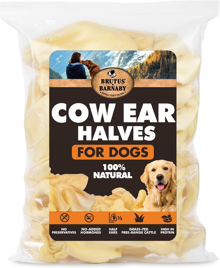 Cow Ears for Dogs – Whole Ears 30 Ct, Thick Cut, Grass-Fed Angus Beef, All-Natural No-Rawhide Dog Treat Alternative