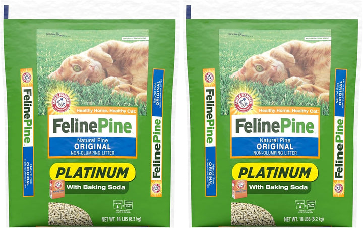 Feline Pine Platinum Non-Clumping Cat Litter, Feline Pine Cat Litter 18Lb