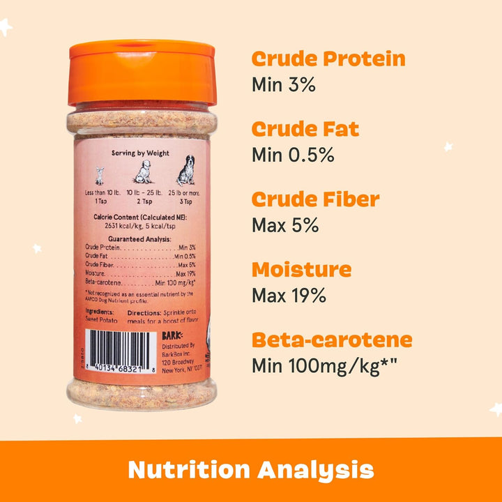 - Pump up the Yams - Dry Dog Food Topper with Superfood Sweet Potato, Single Ingredient - Meal Flavor Enhancer for Large & Small Breeds - 5Oz