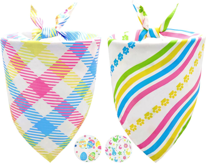 2PCS Fall Dog Bandanas,Halloween Dog Bandanas,One Side Orange Plaid,The Other Side Pumpkin or Spider Web Bibs,Holiday Pet Scarf for Boy and Girl Dogs,Thanksgiving Pet Outfit for Medium to Large Dogs