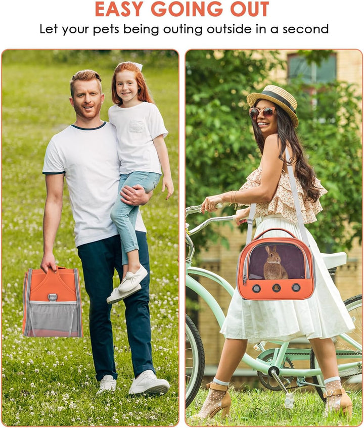 Guinea Pig Carrier Bag, Portable Small Animal Carrier Pouch for Hamster Chinchilla Rabbit Gerbil Hedgehog Sugar Glider Outgoing Travel Carrying Case -Orange