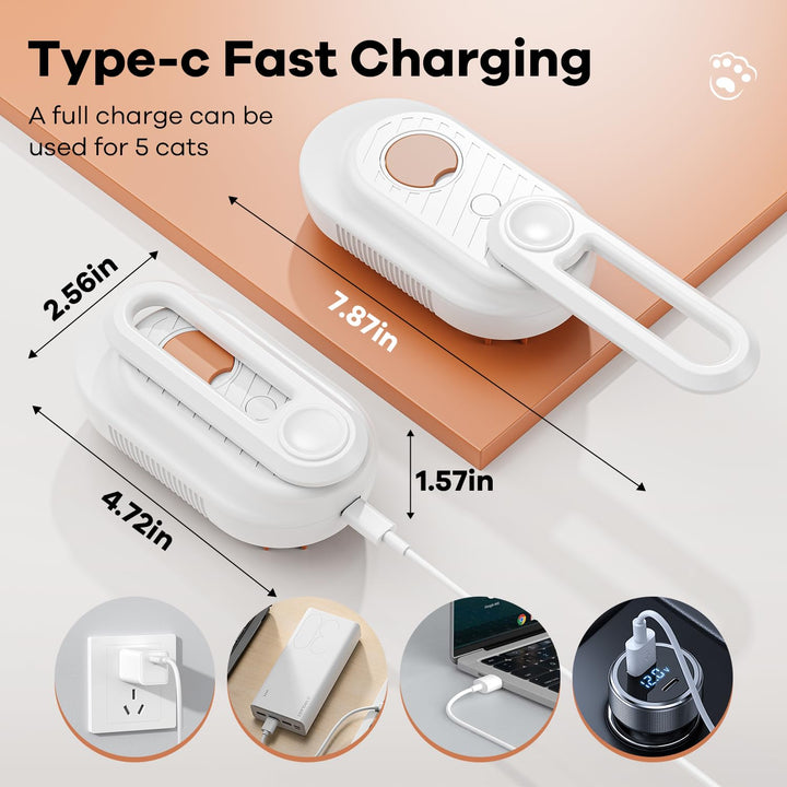 Cat Steam Brush for Shedding, 4 in 1 Rechargeable Steam Brush for Cats and Dogs, Anti-Static, Massage, Cleaning, Shedding & Combing All in One! (Purple) (White)