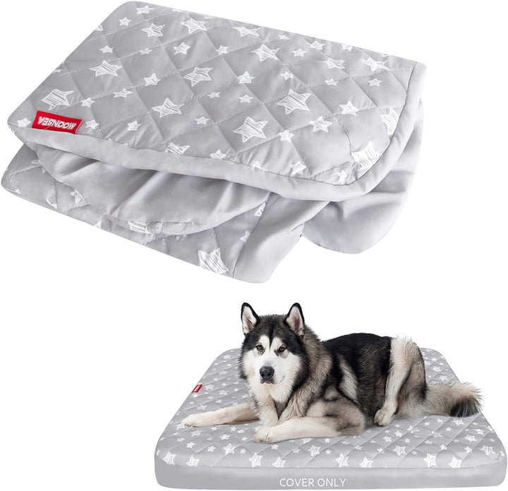 Waterproof Dog Bed Covers Replacement Washable Pet Hair Easy to Remove, Noiseless Quilted Puppy Pet Bed Cover Lovely Grey Star Print 27X36 Inches, for Dog/Cat, Cover Only