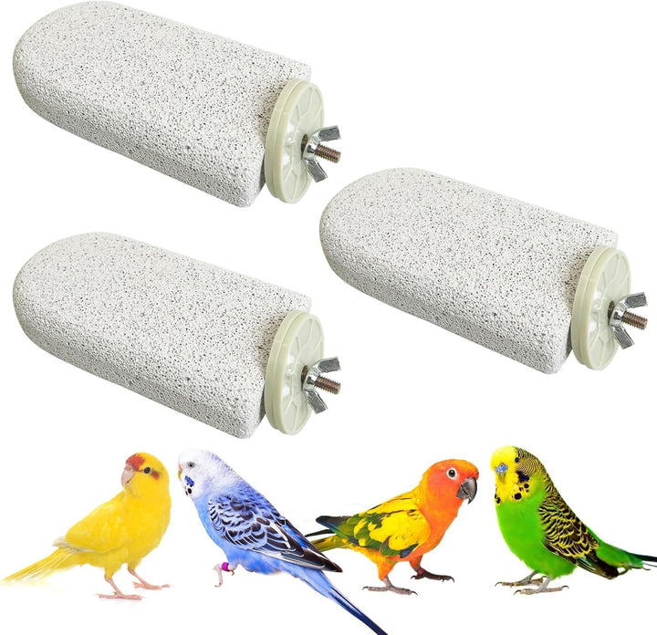 4 PCS Bird Perch Stands Parrot Calcium Perch Beak Grinding Stone Foot Claws Trimmer Parakeet Platform Parrot Chewing Toys for Small Medium Cockatiel Conure Lovebird Finch