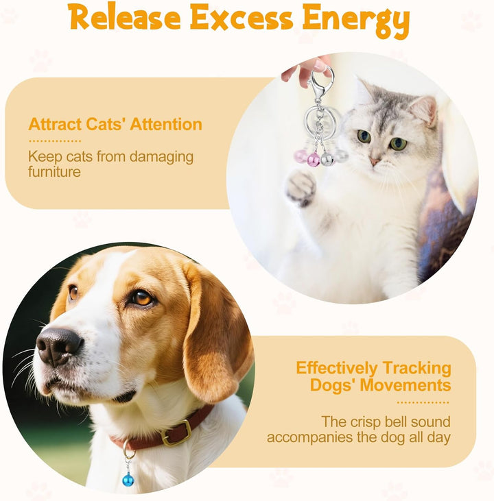 Cat Collar Bell Pet Bells for Cat Dog Collar, 9 Pack Small Dog Puppy Pet Bells for Collars with 1Pack Keychain