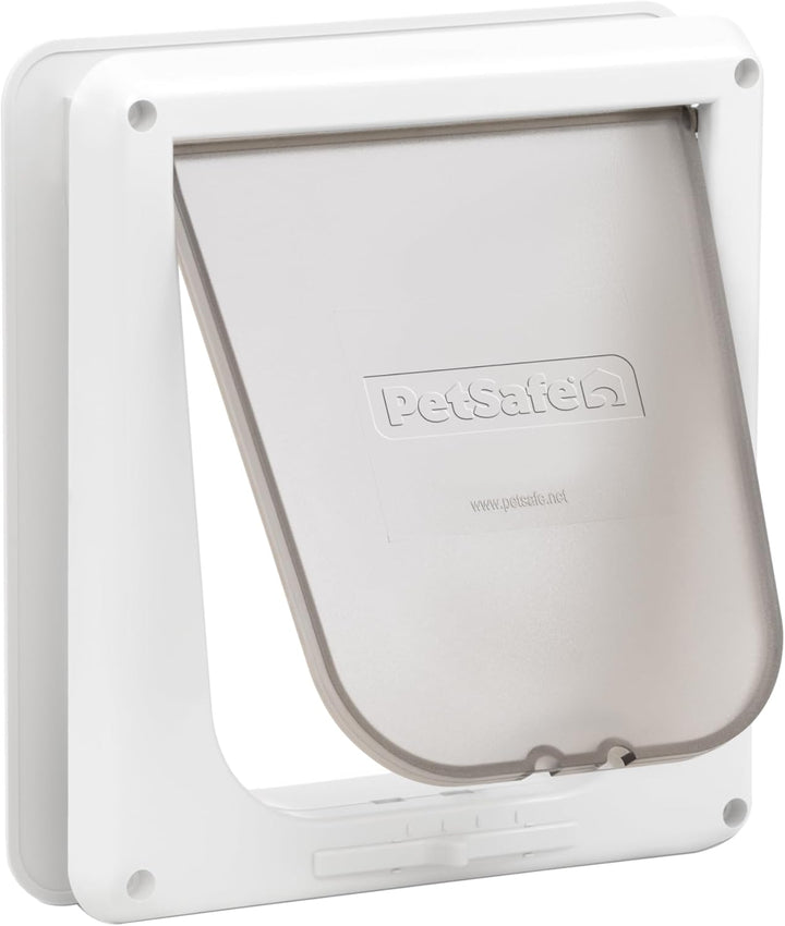 Interior 2-Way Locking Cat Door - Allows Convenient Movement between Rooms & Minimizes Scratching - Tinted Durable Plastic Privacy Door for Feeder & Litter Box