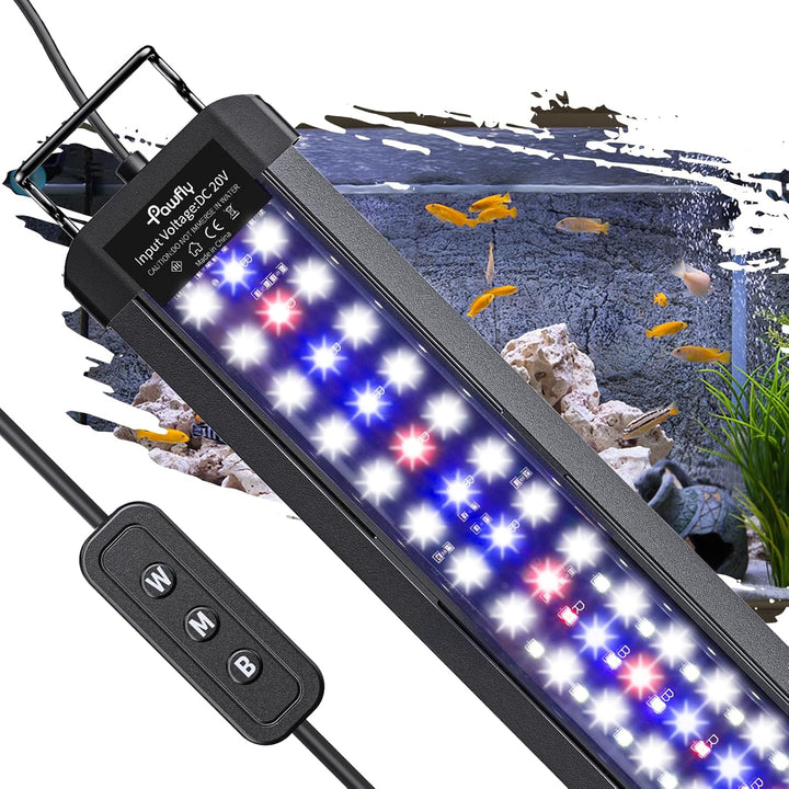 11W Aquarium LED Light for 12 to 18 Inch Fish Tanks Extendable Fish Tank Light with Full Spectrum Brilliant White Blue Red Lights with Daytime & Night Modes and Adjustable Brightness