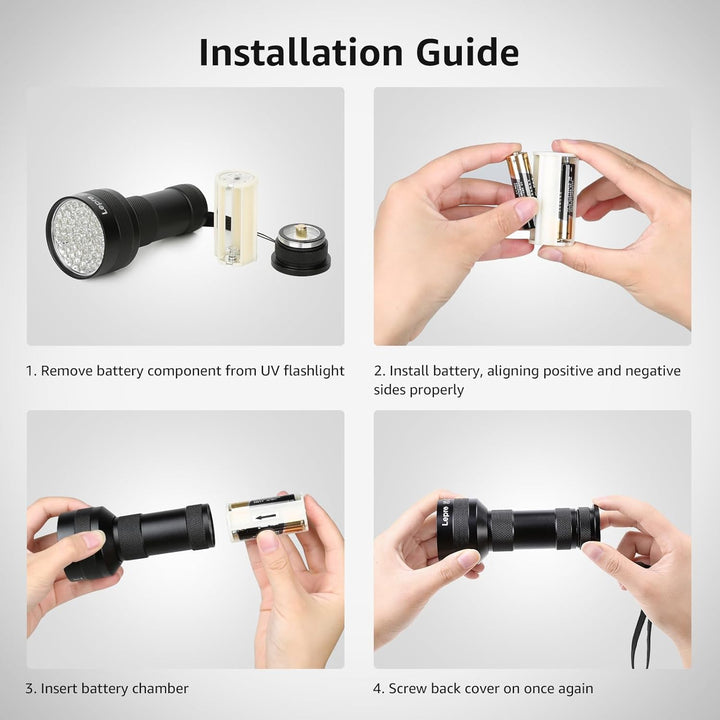 51 Leds UV Light Handheld Blacklight, UV Flashlight Black Light, 395Nm Detector for Pet Urine, Stains, Bed Bug and Scorpions, Battery Not Included