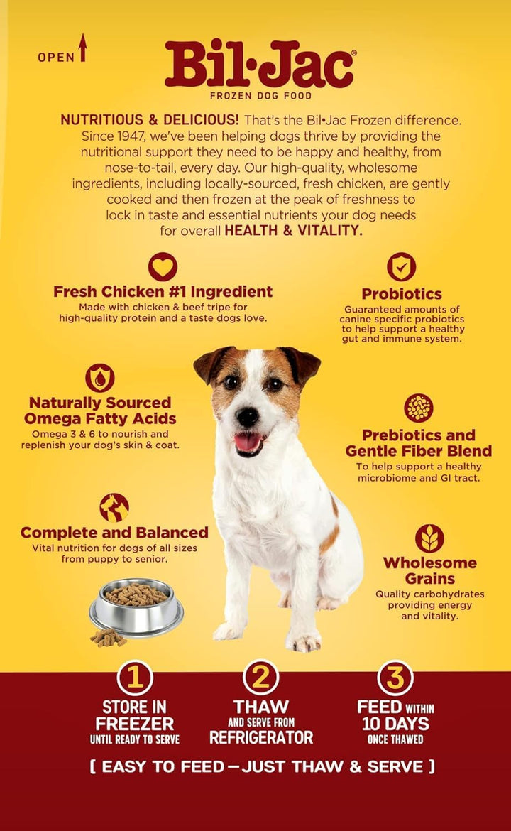 Frozen Dog Food 5Lb (Pack of 4) - Soft Dog Food Small Bites with Real Chicken, Probiotics, Prebiotics, Omega 3-6 for Healthy Complete Meal, Dog Food Topper or Treat