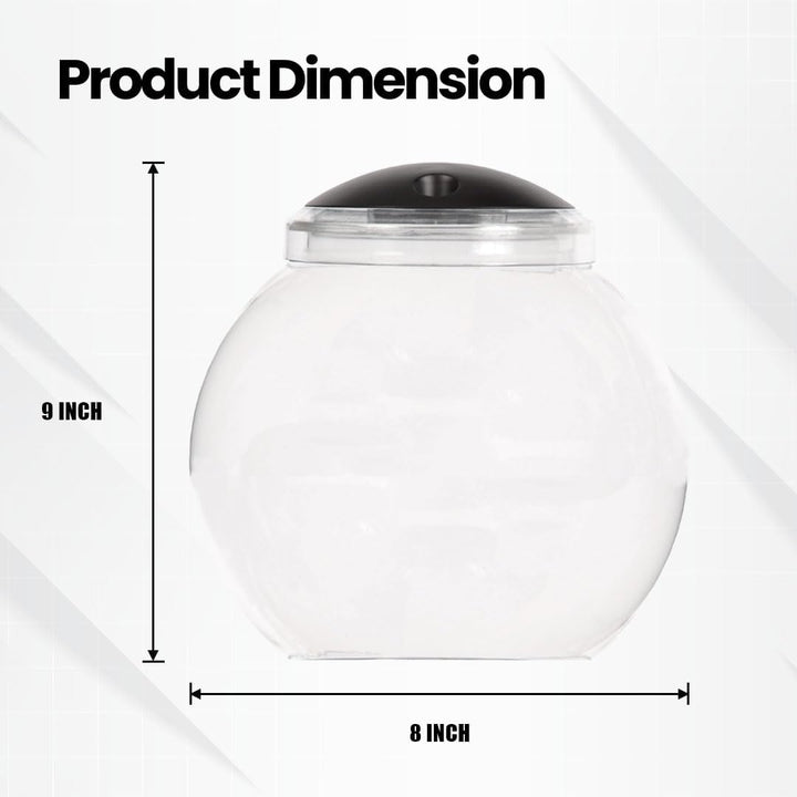 1-Gallon Globe Fish Bowl, Impact- Resistant Plastic Aquarium Starter Kit with LED Lighting, Built-In Timer, Crystal-Clear Clarity, Desktop Fish Tank for Home Décor