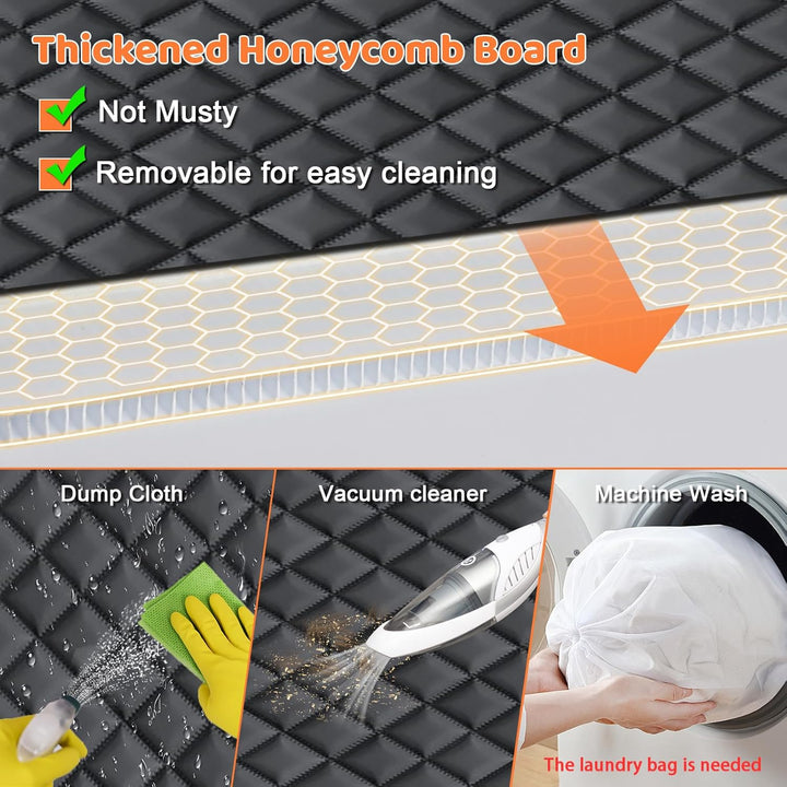 Backseat Extender for Dogs - Hard Bottom Dog Car Seat Cover for Back Seat, Foldable Dog Hammock for Car, SUV, and Truck, Pet Rear Seat Protector Dogs Travel Bed with Mesh Window & Side Flaps