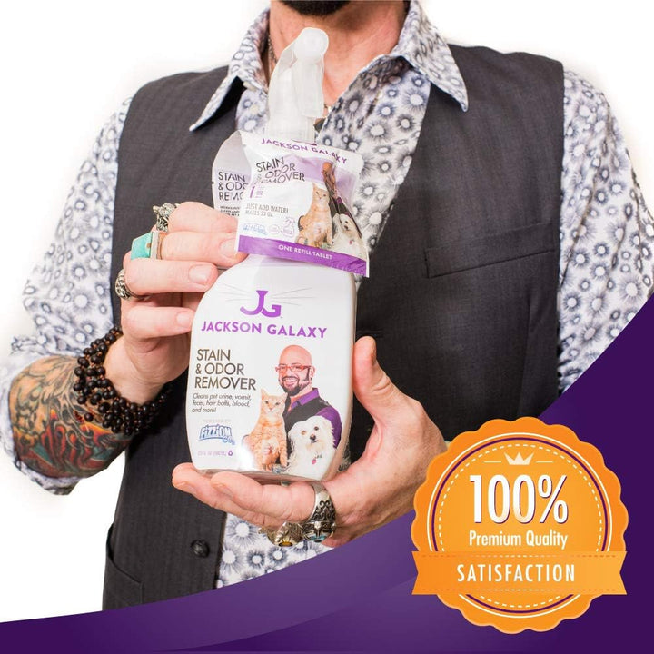 : Stain & Odor Remover - Pet Urine Remover - 23 Oz Bottle - 2 Fill Tablets Included - Eliminates Pet Stains & Odors Quickly - Works on Multiple Surfaces - Non-Toxic Formula