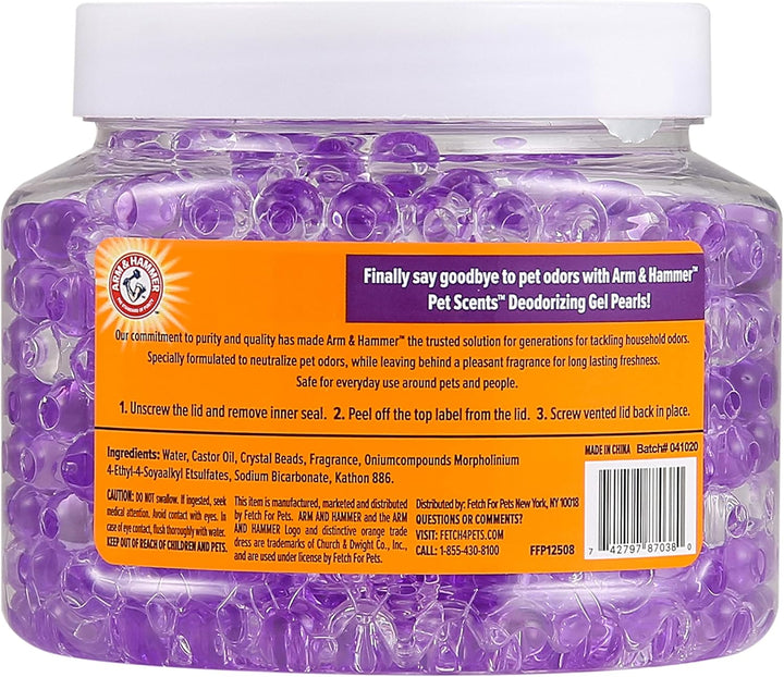 Air Freshener Gel - Pet Odor Eliminator with Baking Soda - Odor Absorbing Gel Beads for Cats & Dogs - Pet Deodorizer and Air Neutralizer for Home - Natural Freshness Lavender Fields 12 Oz