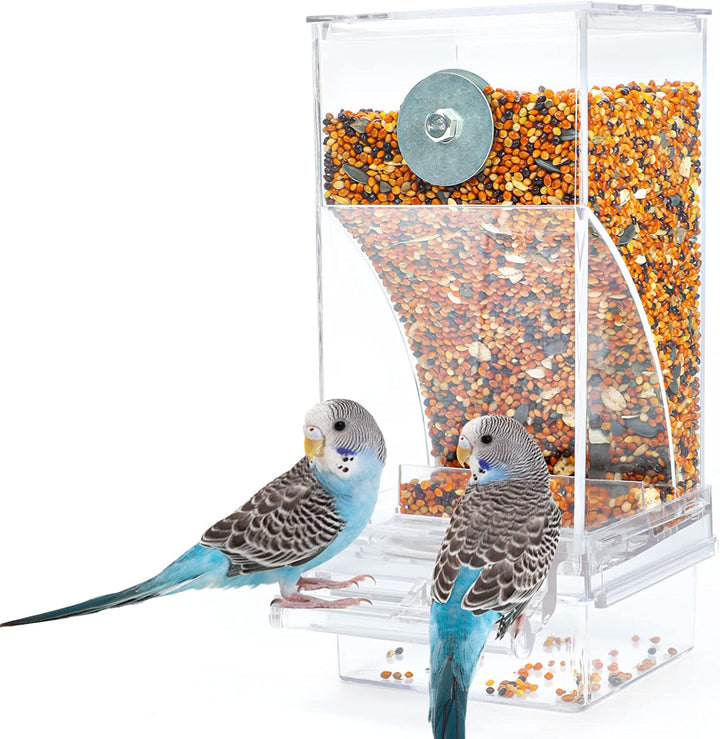 No Mess Bird Water Feeder Dispenser Set Automatic Bird Feeder Transparent Food Container Cage Acrylic Parrot Feeders Accessories for Small Birds Parrot Cockatoo Canary