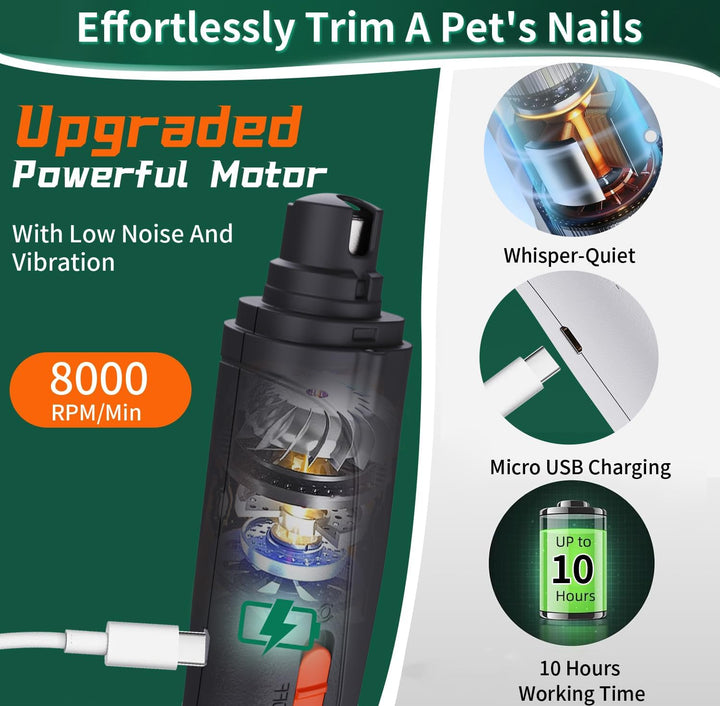 2-In-1 Dog Nail Clippers & Cat Nail Clippers Trimmers for Large Medium Small Dogs Cats Claw Trimmer Quick Sensor and Safety Guard USB Rechargeable with 2 LED Lights Dogs Nail Trimmer