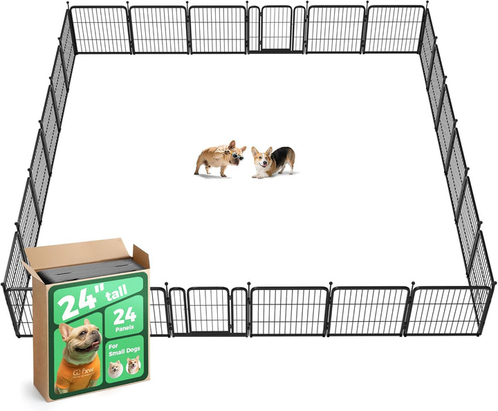 Rollick Unleashed Dog Playpen for Indoor, Yard, RV Camping, 24 Inch 8 Panels for Small and Puppy Dogs, Black│Patented