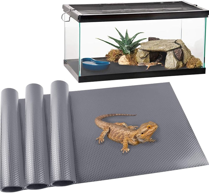 Reptile Carpet,Bearded Dragon Tank Accessories,Reptile Mat, Leopard Gecko Substrate,Bearded Dragon Tank Flooring,Snake, Tortoise Bedding(18" X 79 ", 1 PCS Black Thicker Mat)